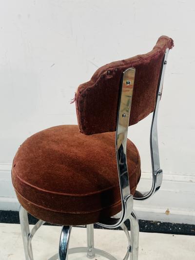 Gilbert Rohde RARE ART DECO CHROME STRAP SWIVEL VANITY STOOL