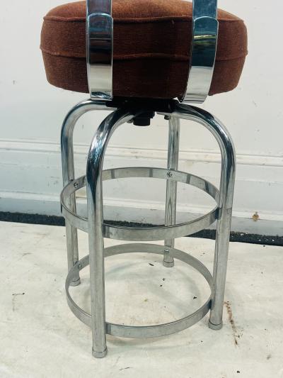 Gilbert Rohde RARE ART DECO CHROME STRAP SWIVEL VANITY STOOL