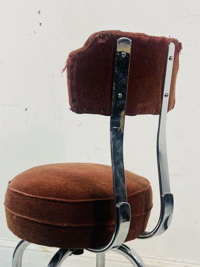 Gilbert Rohde RARE ART DECO CHROME STRAP SWIVEL VANITY STOOL