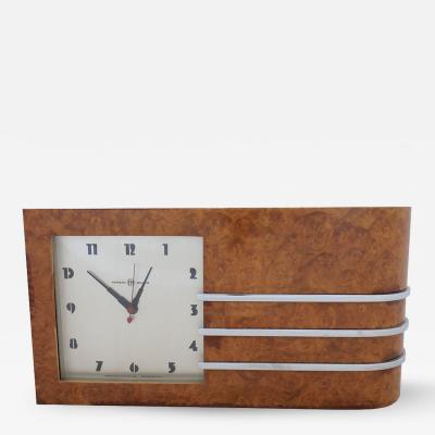 Gilbert Rohde Streamline Burl Wood Clock by Gilbert Rohde