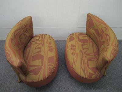 Gilbert Rohde Whimsical Pair of Gilbert Rohde Style 1940s Slipper Chairs Mid Century Modern