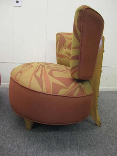 Gilbert Rohde Whimsical Pair of Gilbert Rohde Style 1940s Slipper Chairs Mid Century Modern