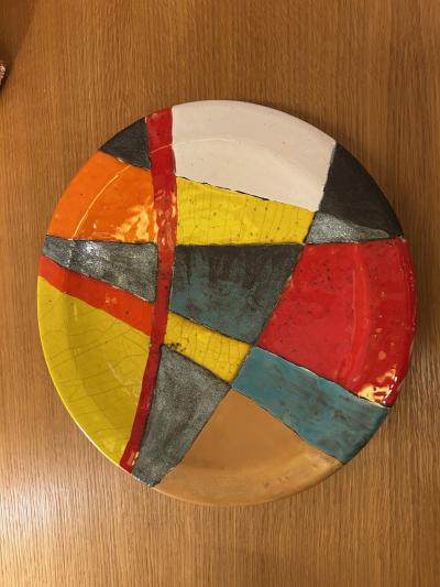 Gilbert Valentin Ceramic Plate by Gilbert Valentin France 1960s