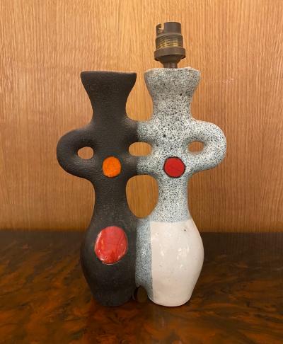 Gilbert Valentin Ceramic Table Lamp by Les Archanges Gilbert Valentin Vallauris France 1950s