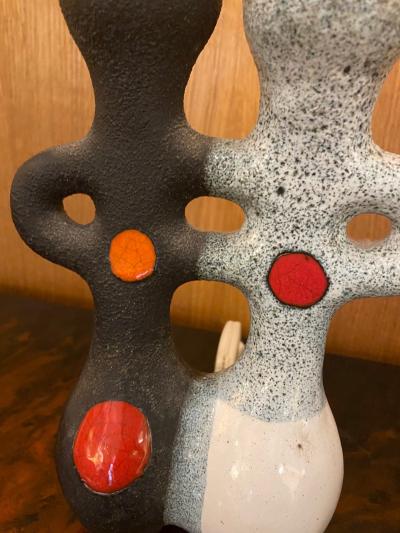 Gilbert Valentin Ceramic Table Lamp by Les Archanges Gilbert Valentin Vallauris France 1950s