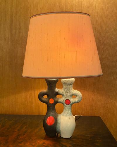 Gilbert Valentin Ceramic Table Lamp by Les Archanges Gilbert Valentin Vallauris France 1950s