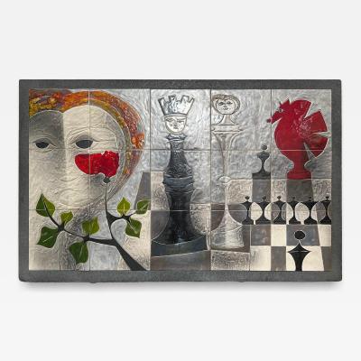 Gilbert Valentin Large decorative panel Gilbert Valentin Vallauris France circa 1960