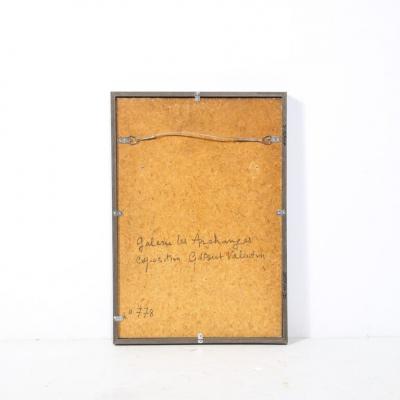 Gilbert Valentin Modernist Ceramic Tile Wall Plaque of Sunflowers Signed Gilbert Valentin