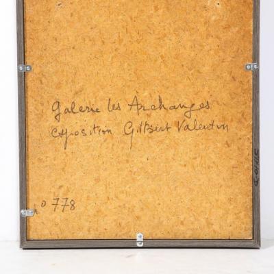 Gilbert Valentin Modernist Ceramic Tile Wall Plaque of Sunflowers Signed Gilbert Valentin