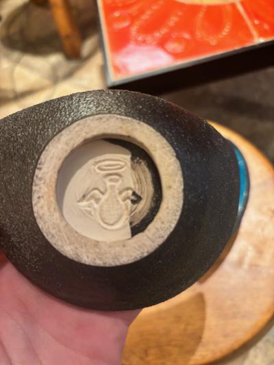 Gilbert Valentin Pair of ceramic decorative Vide Poche by Gilbert Valentin France Circa 1960s