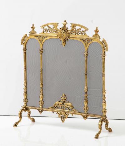 Gild Brass French Rococo Revival Fire Screen 1900 France