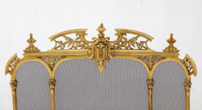 Gild Brass French Rococo Revival Fire Screen 1900 France