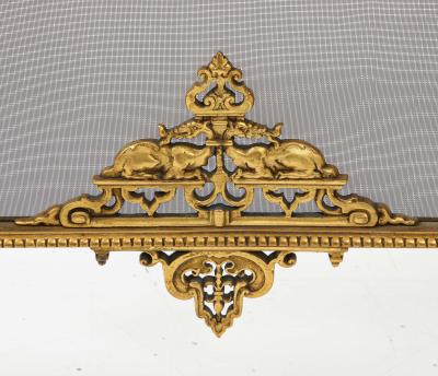 Gild Brass French Rococo Revival Fire Screen 1900 France