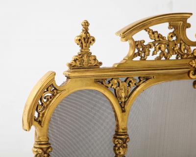 Gild Brass French Rococo Revival Fire Screen 1900 France