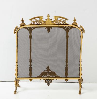 Gild Brass French Rococo Revival Fire Screen 1900 France