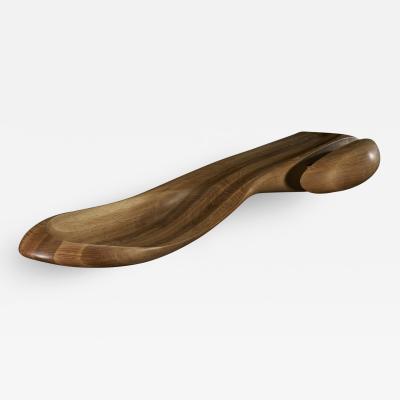 Gildas Berthelot Floating Wall Console Desk Sculpted in Black Walnut by Gildas Berthelot