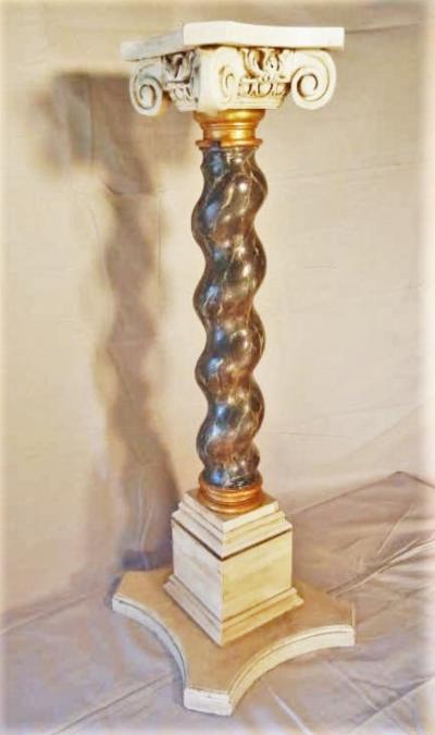 Gilded Age Carved and Painted Wooden Display Pedestal