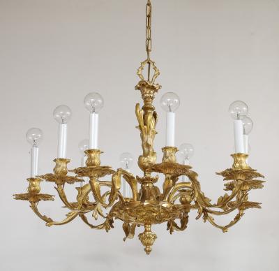 Gilded Bronze 10 Arm Regency Style Chandelier From Spain