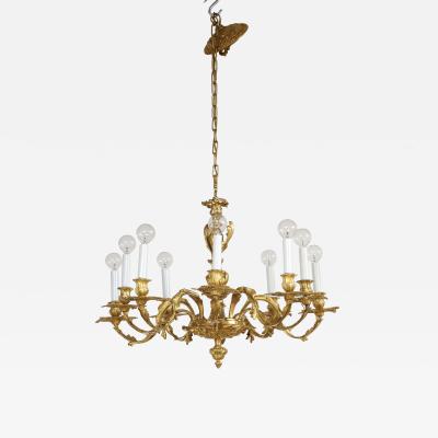 Gilded Bronze 10 Arm Regency Style Chandelier From Spain
