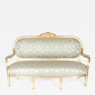 Gilded Wood Framed Victorian Style French Settee