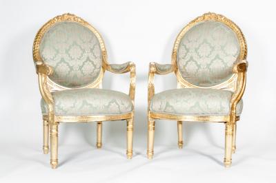 Gilded Wood French Pair of Victorian Style Chairs