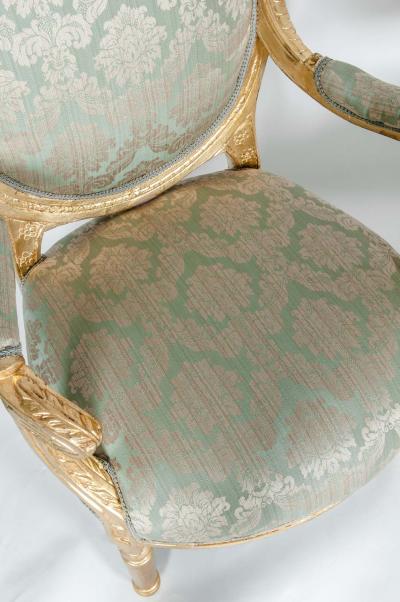 Gilded Wood French Pair of Victorian Style Chairs