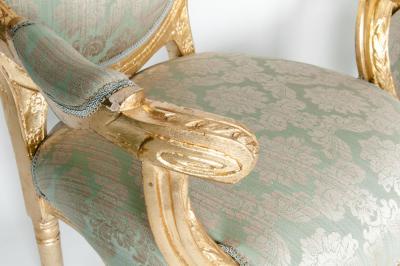 Gilded Wood French Pair of Victorian Style Chairs