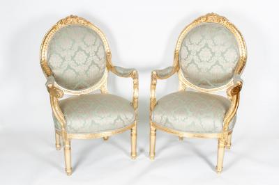 Gilded Wood French Pair of Victorian Style Chairs