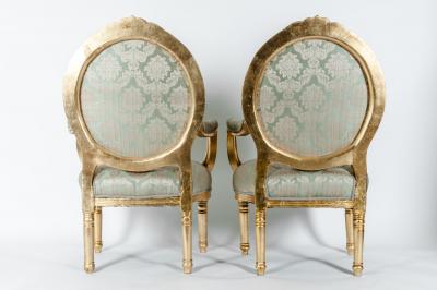Gilded Wood French Pair of Victorian Style Chairs
