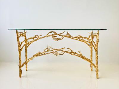 Gilded Wrought Iron Branch Console Table 1970s