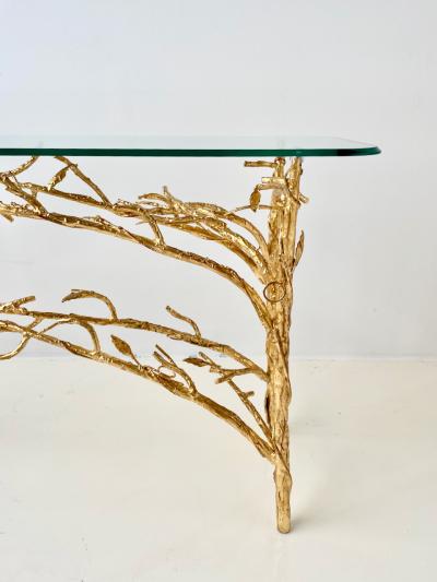 Gilded Wrought Iron Branch Console Table 1970s