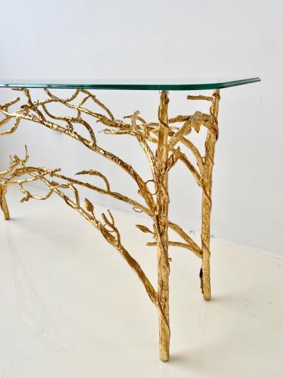 Gilded Wrought Iron Branch Console Table 1970s