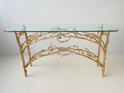 Gilded Wrought Iron Branch Console Table 1970s