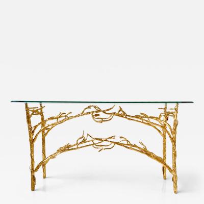 Gilded Wrought Iron Branch Console Table 1970s