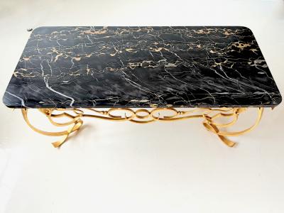 Gilded Wrought Iron Cocktail Table Attrb Raymond Subes France 1940s
