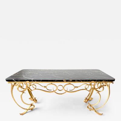 Gilded Wrought Iron Cocktail Table Attrb Raymond Subes France 1940s