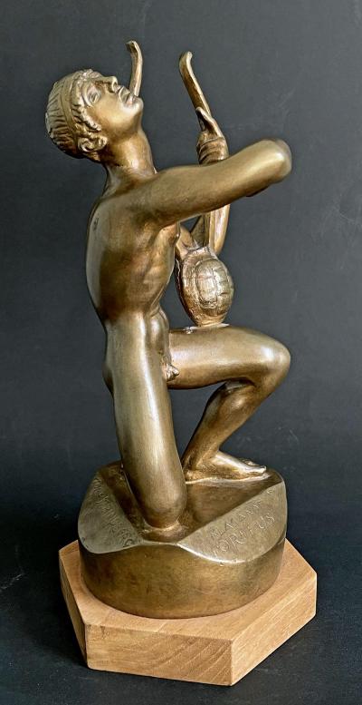 Gilded bronze sculpture Mourning of Orpheus by Tore Strindberg