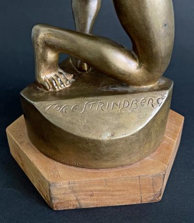 Gilded bronze sculpture Mourning of Orpheus by Tore Strindberg