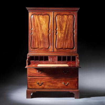Giles Grendey 18th Century George II Mahogany Secretaire Linen Press