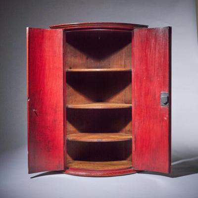 Giles Grendey 18th Century George II Scarlet Red Japanned Corner Cupboard Att Giles Grendey