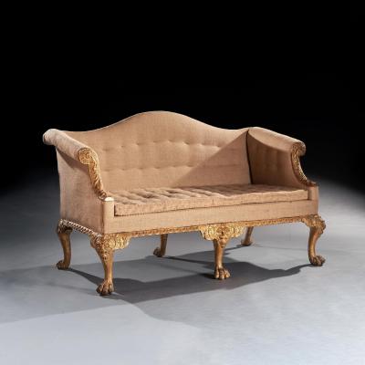 Giles Grendey George II Giltwood Sofa on Lion Mask Hairy Paw Feet Possibly by Giles Grendey