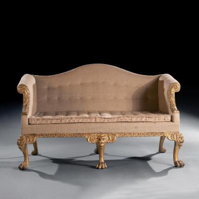Giles Grendey George II Giltwood Sofa on Lion Mask Hairy Paw Feet Possibly by Giles Grendey