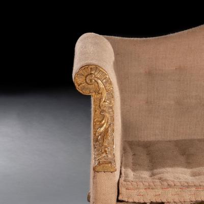Giles Grendey George II Giltwood Sofa on Lion Mask Hairy Paw Feet Possibly by Giles Grendey