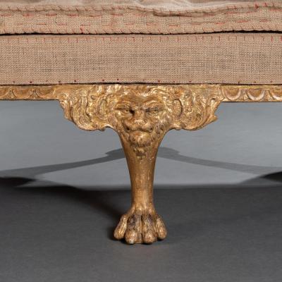 Giles Grendey George II Giltwood Sofa on Lion Mask Hairy Paw Feet Possibly by Giles Grendey