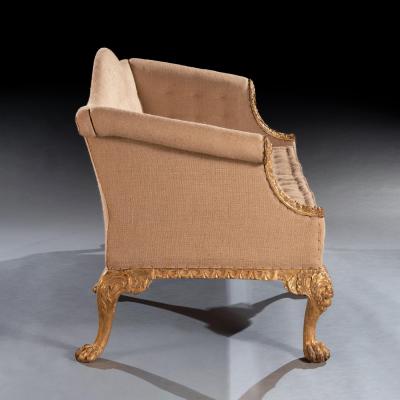 Giles Grendey George II Giltwood Sofa on Lion Mask Hairy Paw Feet Possibly by Giles Grendey