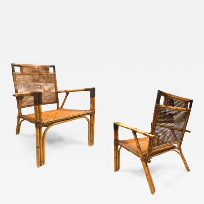 Gilles Semadiras Riviera50s style Gilles Semadiras for Maison et Jardin pair of canning chairs