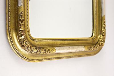 Gilt 19th Century Wall Mirror with Stucco Works Rounded Corners AT ca 1840