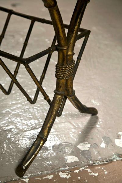 Gilt Brass Gold Leaf Gold Leaf Glass Top Coffee Table With Magazine Shelf