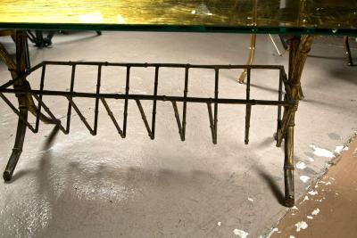 Gilt Brass Gold Leaf Gold Leaf Glass Top Coffee Table With Magazine Shelf