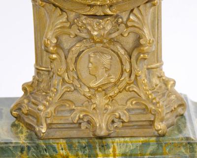 Gilt Bronze Footed Marble Base Mantel Clock Depicting Carthage Warrior
